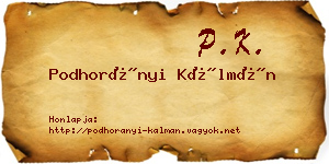 Podhorányi Kálmán névjegykártya